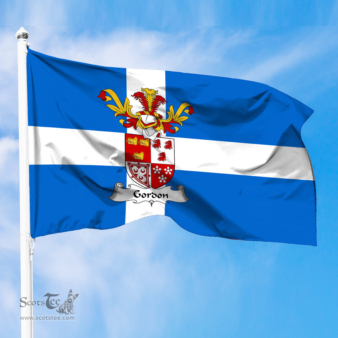 ScotsTee Shop Scottish Gordon _Duke of Gordon Coat of Arms in Flag of Shetland Scotland