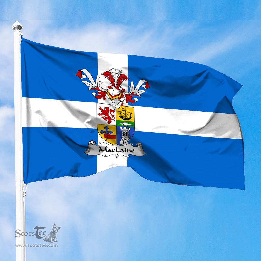 ScotsTee Shop Scottish MacLaine of Lochbuie Coat of Arms in Flag of Shetland Scotland