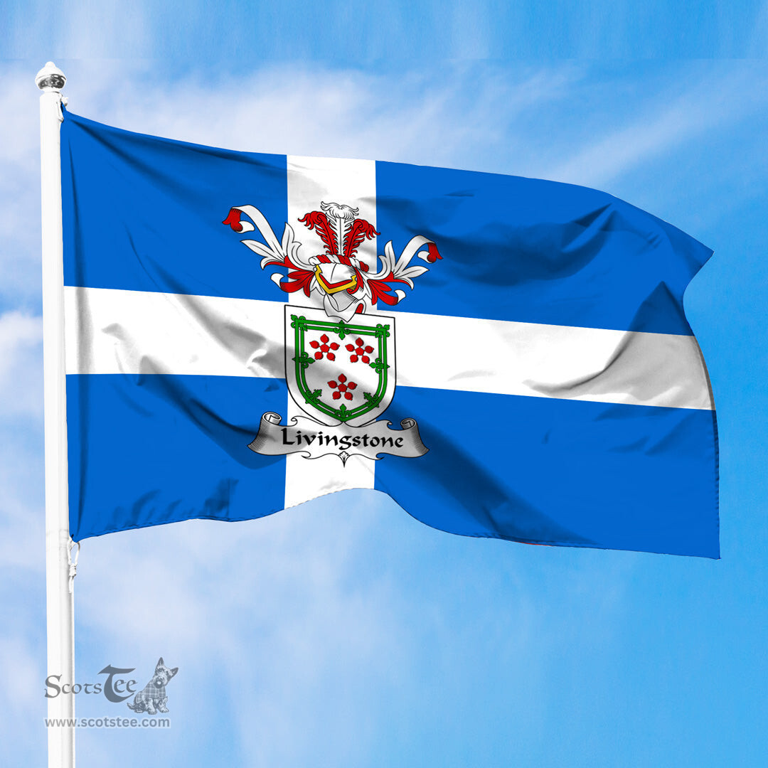ScotsTee Shop Scottish Livingstone Coat of Arms in Flag of Shetland Scotland