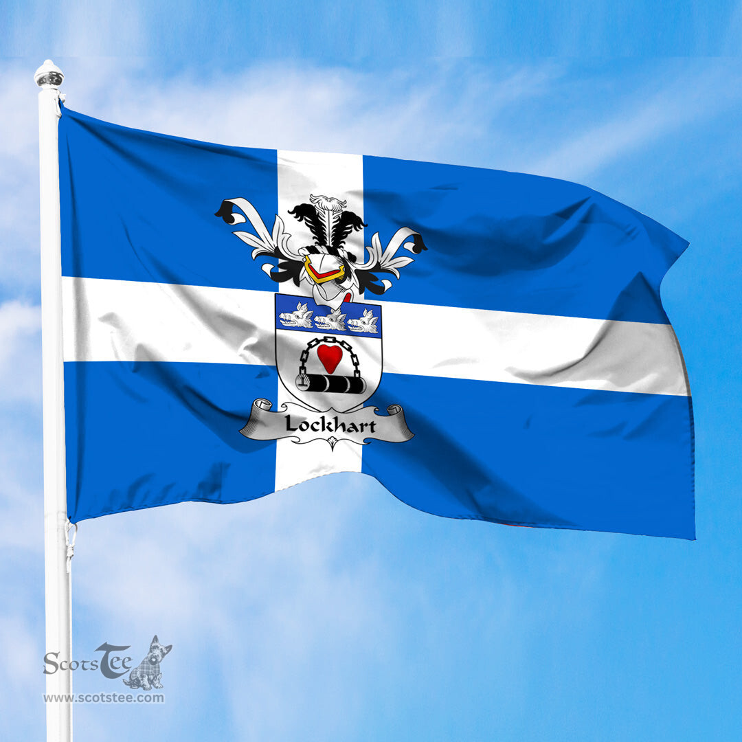 ScotsTee Shop Scottish Lockhart Coat of Arms in Flag of Shetland Scotland