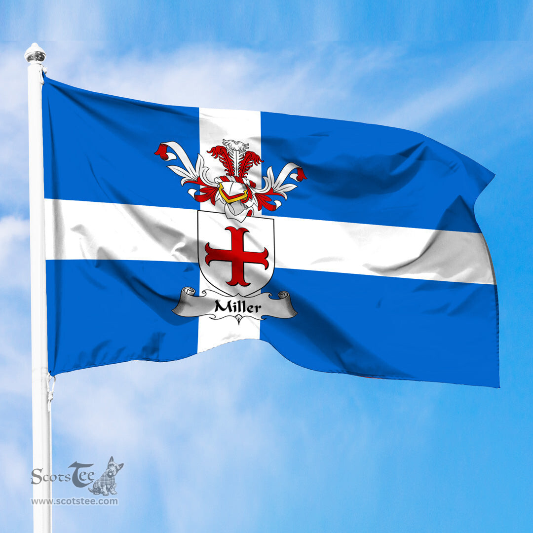 ScotsTee Shop Scottish Miller Coat of Arms in Flag of Shetland Scotland