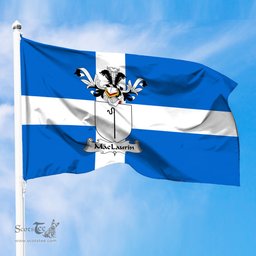 ScotsTee Shop Scottish MacLaurin or McLaurin Coat of Arms in Flag of Shetland Scotland