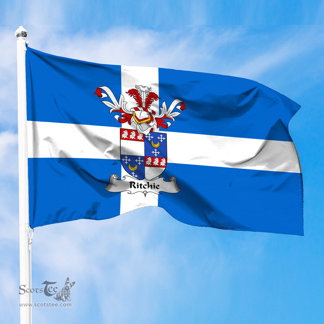 ScotsTee Shop Scottish Ritchie Coat of Arms in Flag of Shetland Scotland