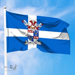 ScotsTee Shop Scottish Ritchie Coat of Arms in Flag of Shetland Scotland
