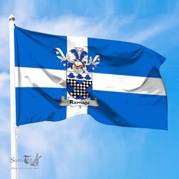 ScotsTee Shop Scottish Ramage Coat of Arms in Flag of Shetland Scotland