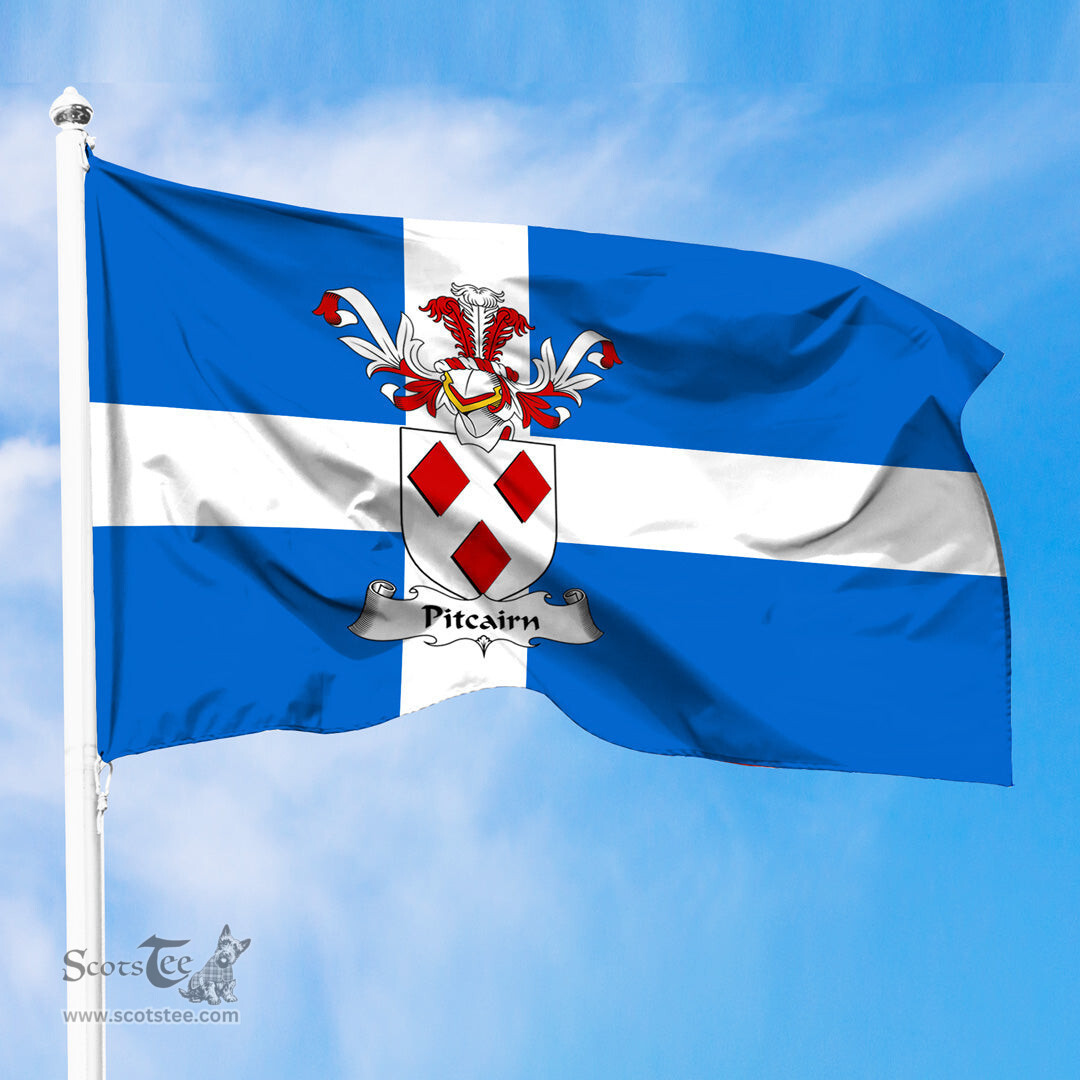 ScotsTee Shop Scottish Pitcairn Coat of Arms in Flag of Shetland Scotland
