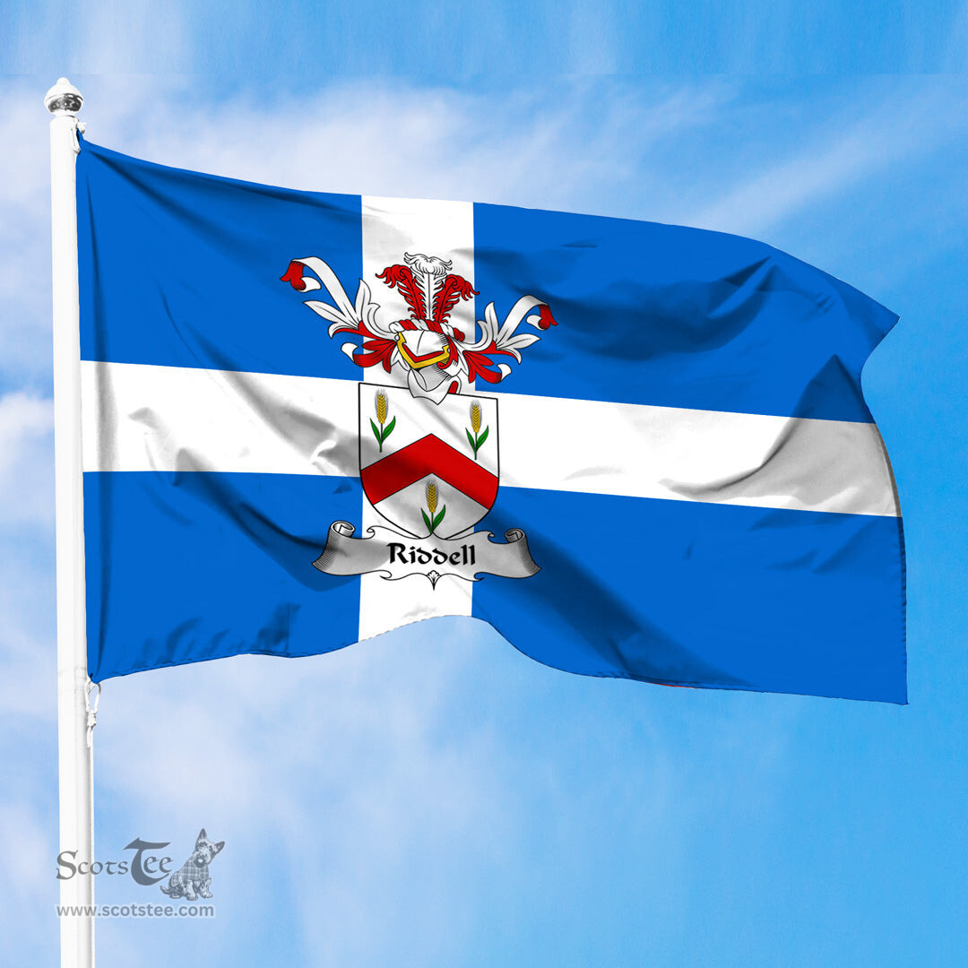 ScotsTee Shop Scottish Riddell Coat of Arms in Flag of Shetland Scotland