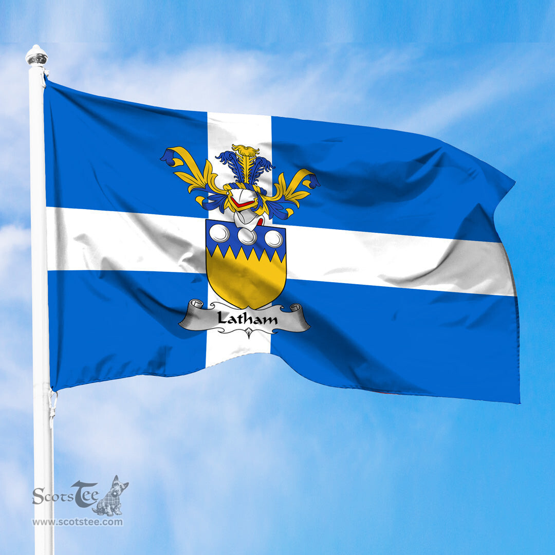 ScotsTee Shop Scottish Latham Coat of Arms in Flag of Shetland Scotland