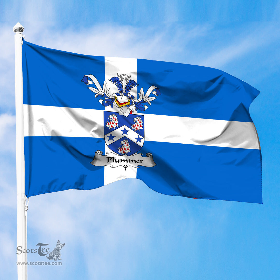 ScotsTee Shop Scottish Plummer Coat of Arms in Flag of Shetland Scotland