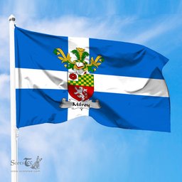 ScotsTee Shop Scottish Milroy Coat of Arms in Flag of Shetland Scotland