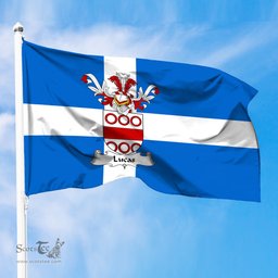 ScotsTee Shop Scottish Lucas Coat of Arms in Flag of Shetland Scotland