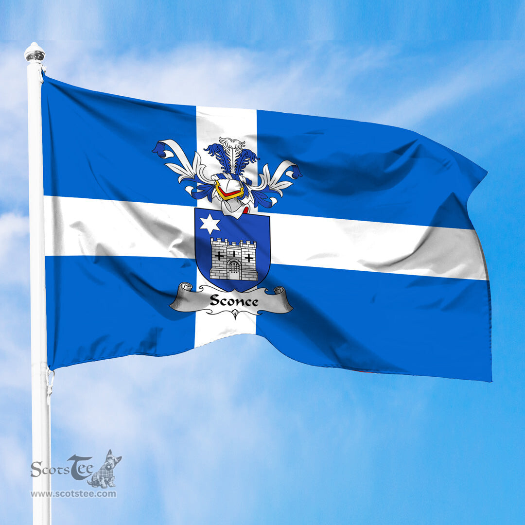 ScotsTee Shop Scottish Sconce Coat of Arms in Flag of Shetland Scotland