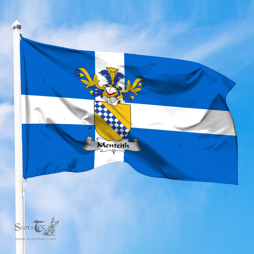 ScotsTee Shop Scottish Menteith Coat of Arms in Flag of Shetland Scotland
