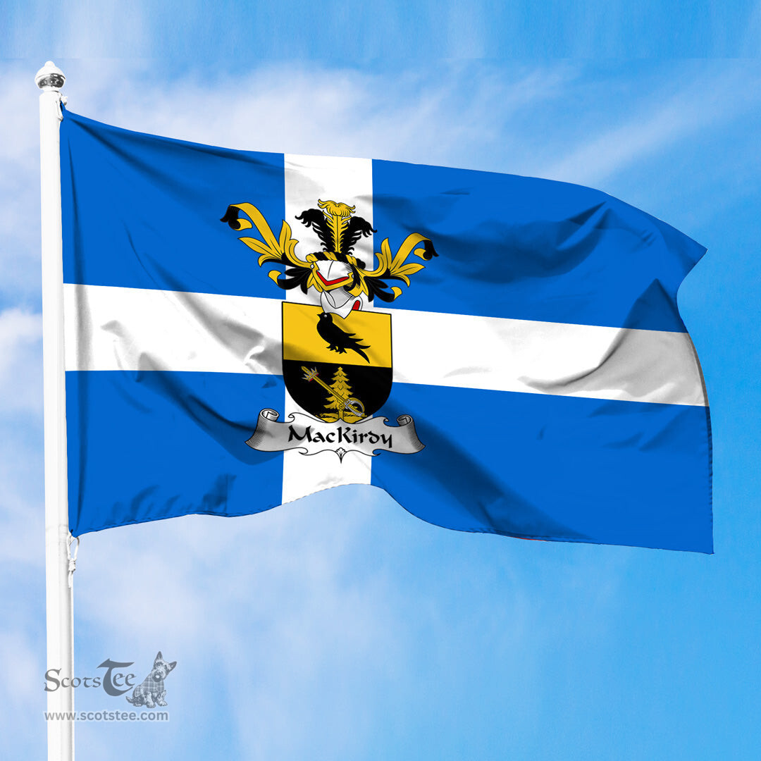 ScotsTee Shop Scottish MacKirdy Coat of Arms in Flag of Shetland Scotland