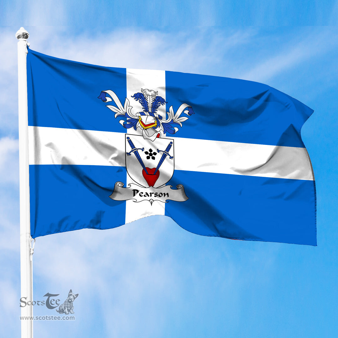 ScotsTee Shop Scottish Pearson Coat of Arms in Flag of Shetland Scotland