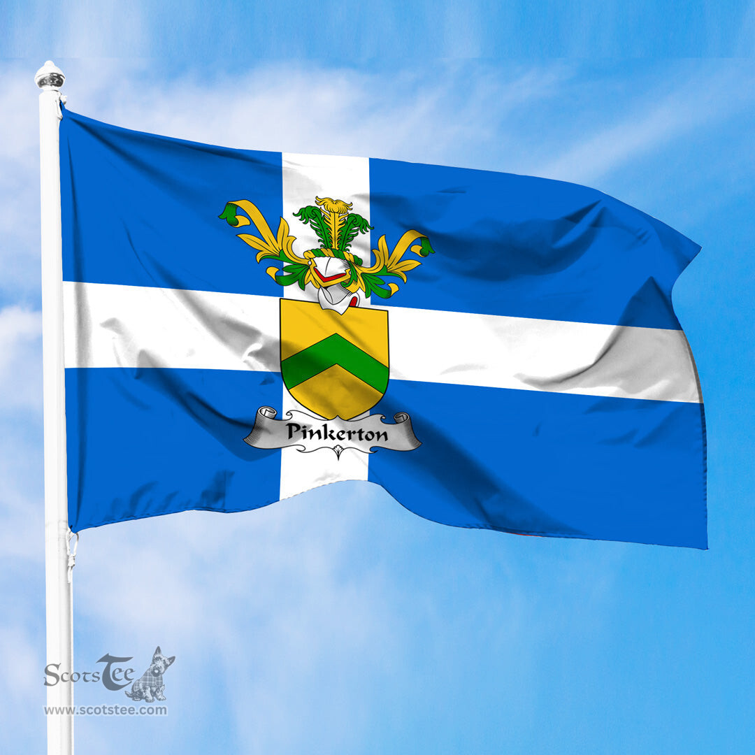 ScotsTee Shop Scottish Pinkerton Coat of Arms in Flag of Shetland Scotland