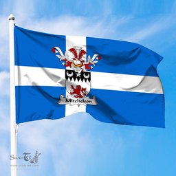ScotsTee Shop Scottish Mitchelson Coat of Arms in Flag of Shetland Scotland
