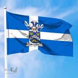 ScotsTee Shop Scottish Stupart Coat of Arms in Flag of Shetland Scotland