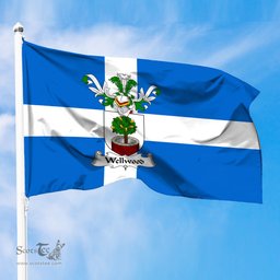 ScotsTee Shop Scottish Wellwood Coat of Arms in Flag of Shetland Scotland