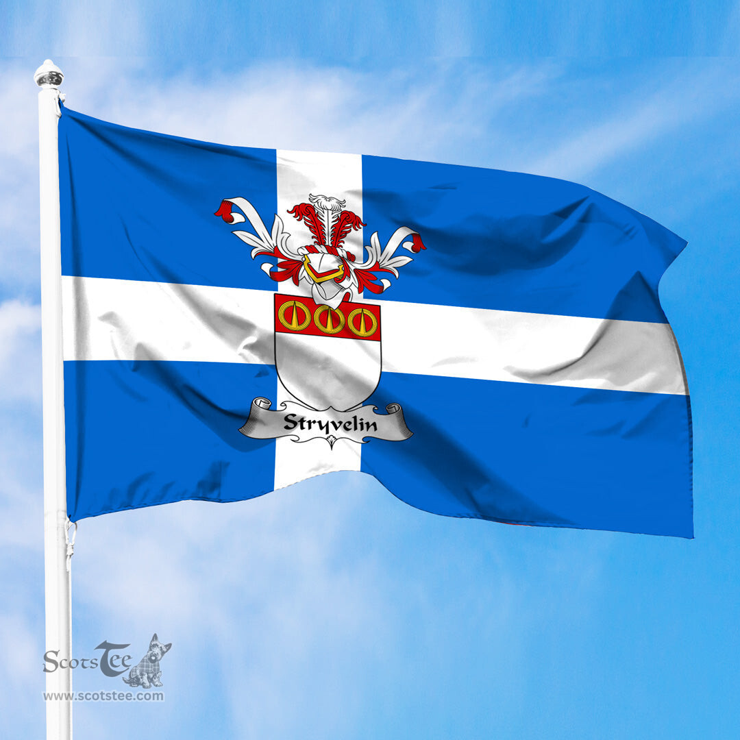 ScotsTee Shop Scottish Stryvelin Coat of Arms in Flag of Shetland Scotland