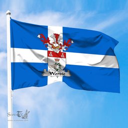 ScotsTee Shop Scottish Wordie Coat of Arms in Flag of Shetland Scotland