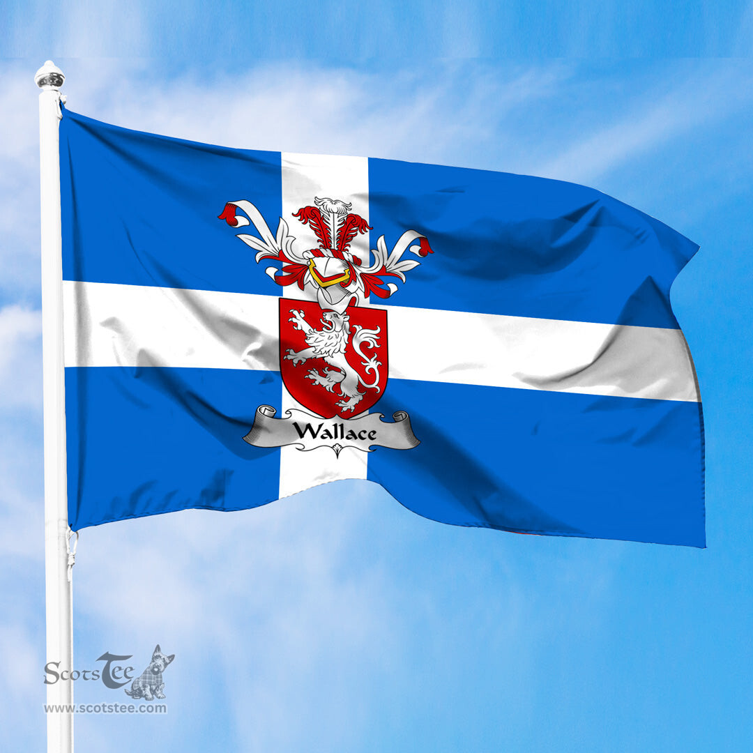 ScotsTee Shop Scottish Wallace Coat of Arms in Flag of Shetland Scotland