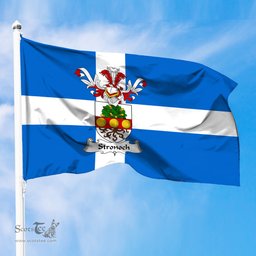 ScotsTee Shop Scottish Stronoch Coat of Arms in Flag of Shetland Scotland
