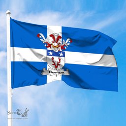 ScotsTee Shop Scottish Thomson Coat of Arms in Flag of Shetland Scotland