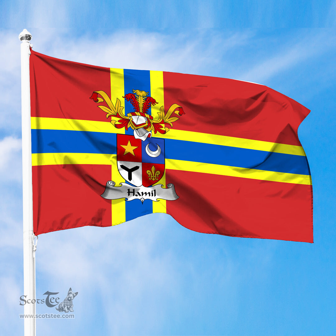 ScotsTee Shop Scottish Hamil Coat of Arms in Flag of Orkney Scotland