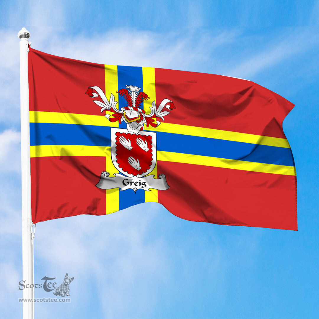 ScotsTee Shop Scottish Greig Coat of Arms in Flag of Orkney Scotland