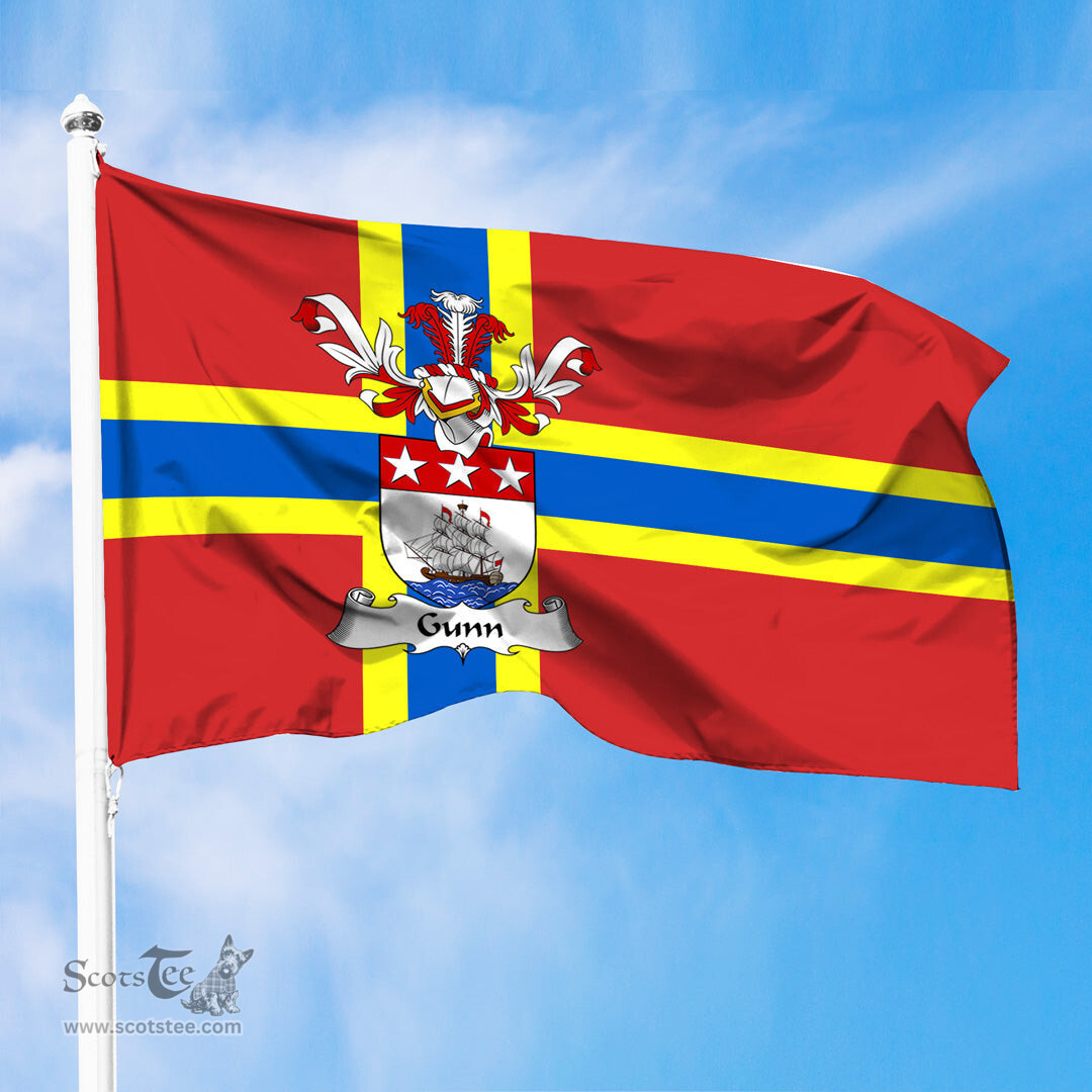ScotsTee Shop Scottish Gunn Coat of Arms in Flag of Orkney Scotland
