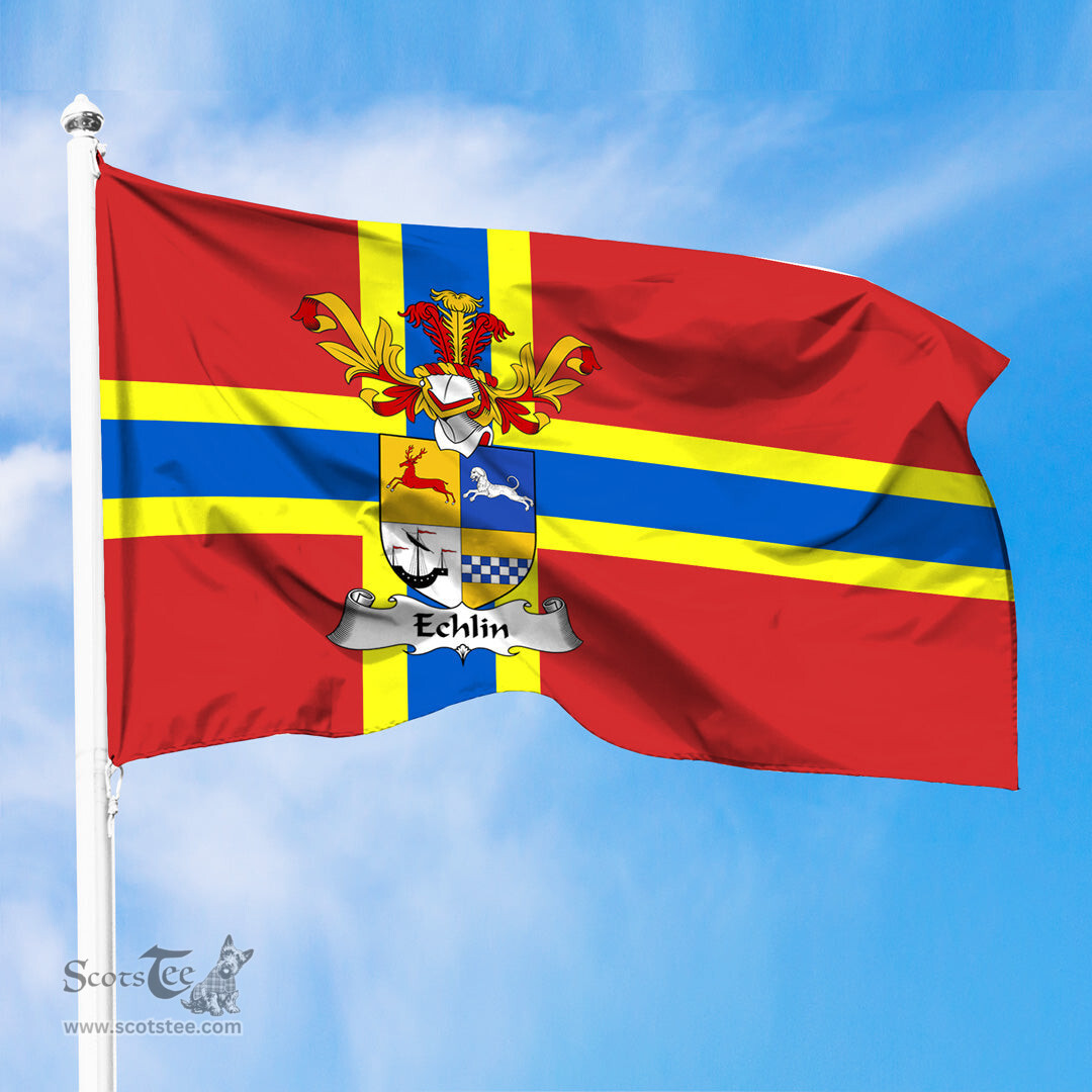 ScotsTee Shop Scottish Echlin Coat of Arms in Flag of Orkney Scotland