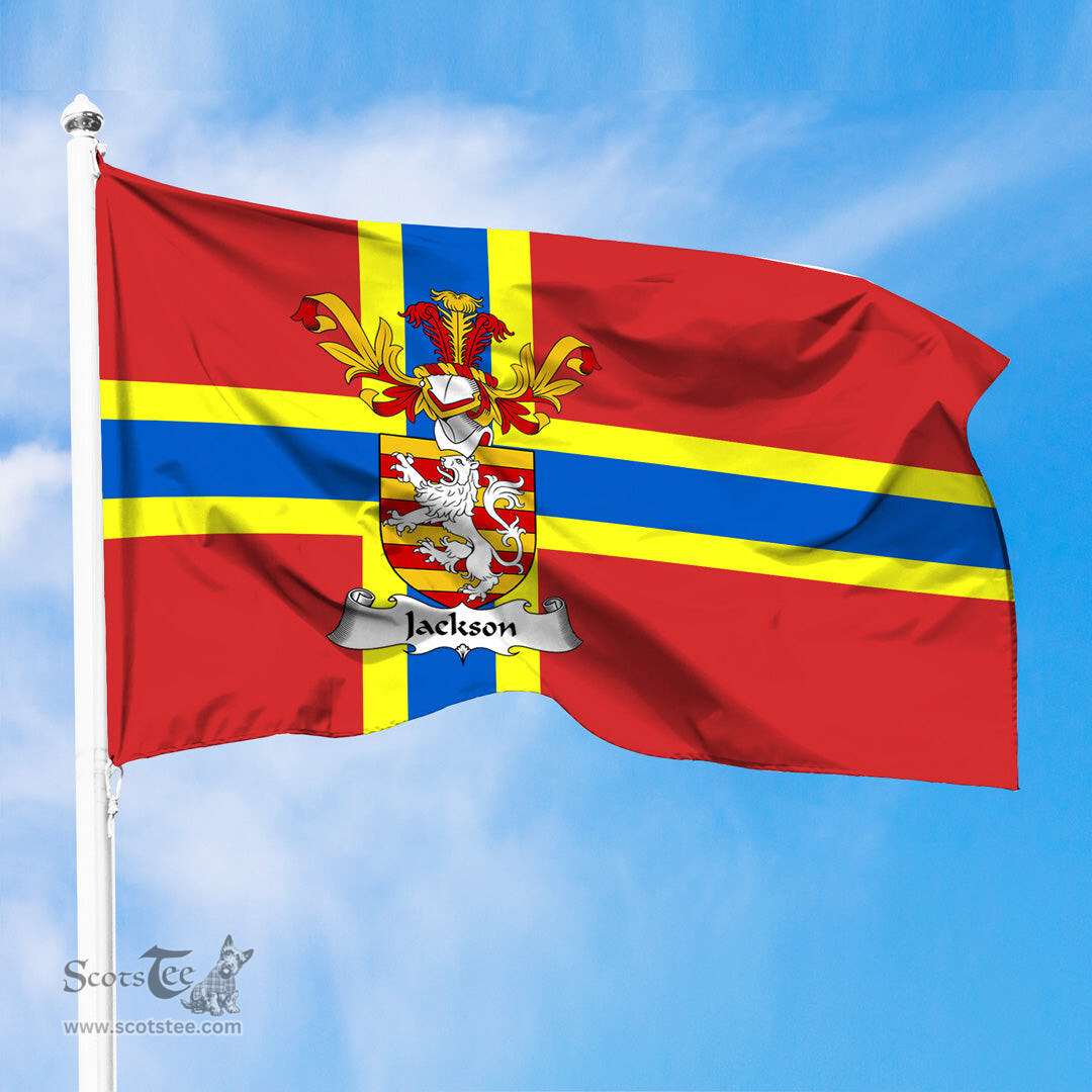 ScotsTee Shop Scottish Jackson Coat of Arms in Flag of Orkney Scotland