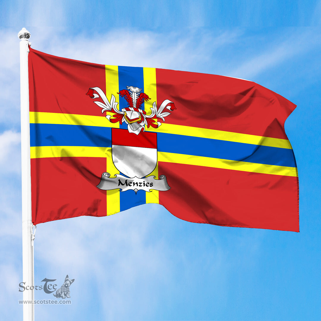 ScotsTee Shop Scottish Menzies Coat of Arms in Flag of Orkney Scotland