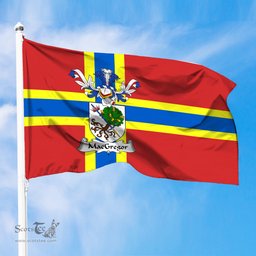 ScotsTee Shop Scottish MacGregor Coat of Arms in Flag of Orkney Scotland