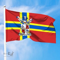 ScotsTee Shop Scottish MacNaughton or MacNaughten Coat of Arms in Flag of Orkney Scotland