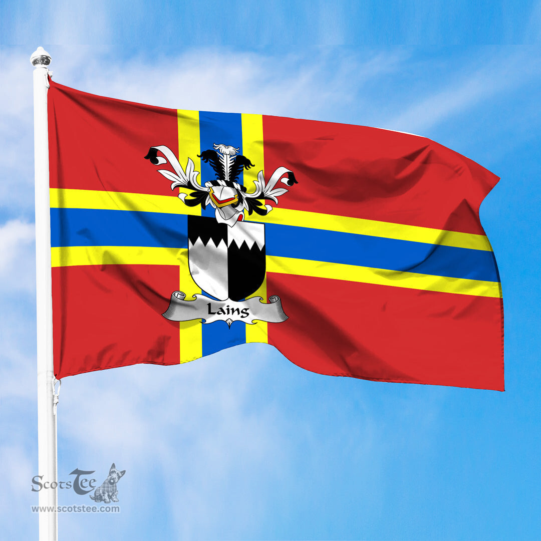 ScotsTee Shop Scottish Laing Coat of Arms in Flag of Orkney Scotland