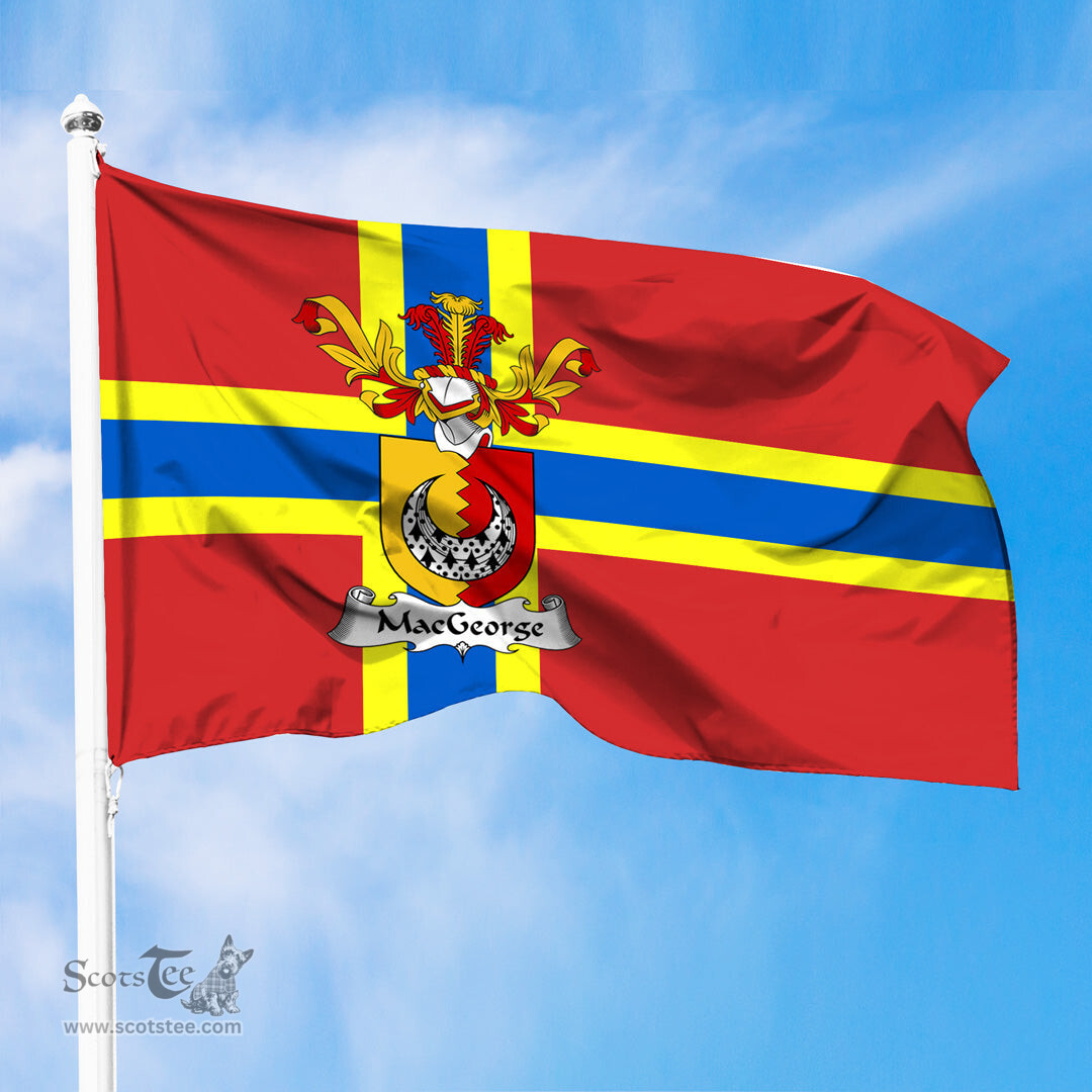 ScotsTee Shop Scottish MacGeorge Coat of Arms in Flag of Orkney Scotland