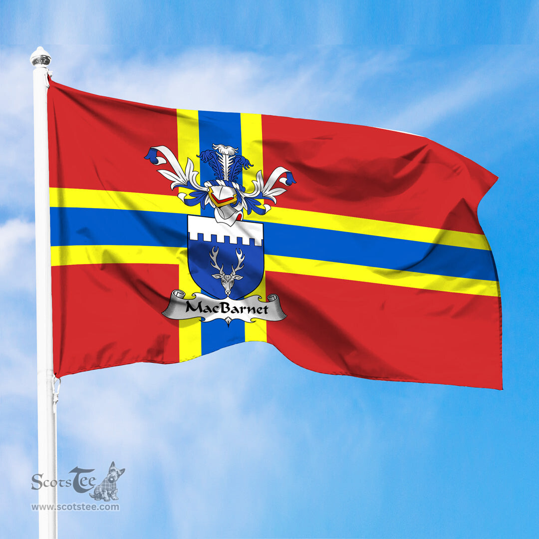 ScotsTee Shop Scottish MacBarnet Coat of Arms in Flag of Orkney Scotland