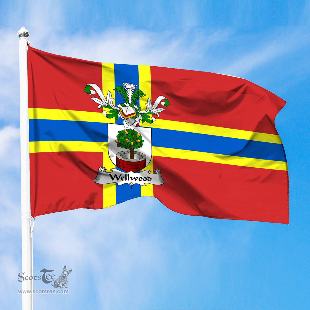 ScotsTee Shop Scottish Wellwood Coat of Arms in Flag of Orkney Scotland