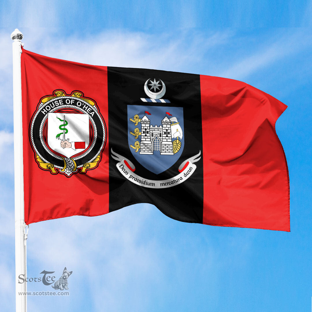 ScotsTee Shop Irish House of O HEA Coat of Arms on Drogheda Flag Ireland