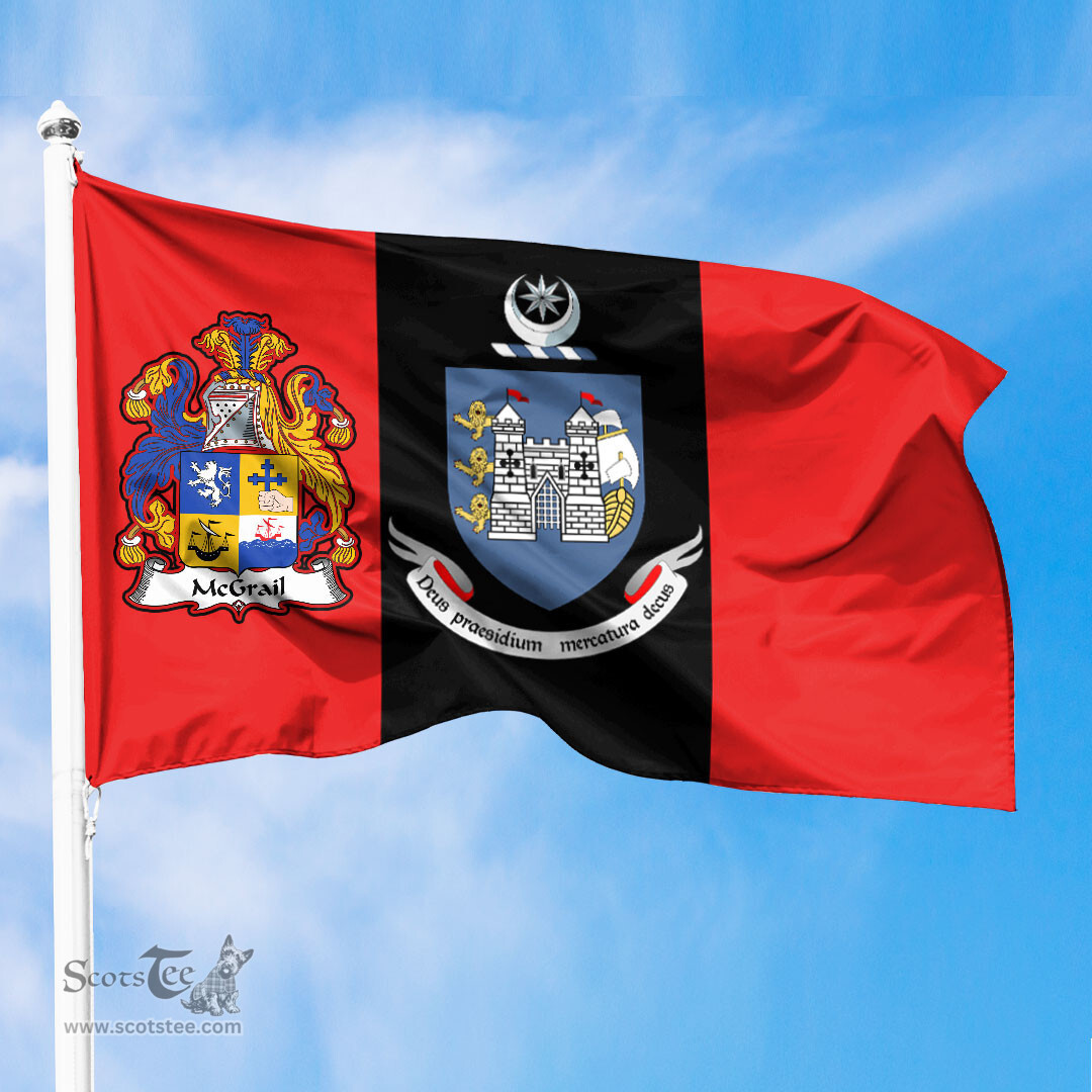 ScotsTee Shop Irish McGrail Coat of Arms on Drogheda Flag Ireland