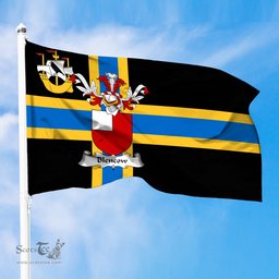 ScotsTee Shop Scottish Blencow or Blencowe Coat of Arms in Flag of Caithness Scotland