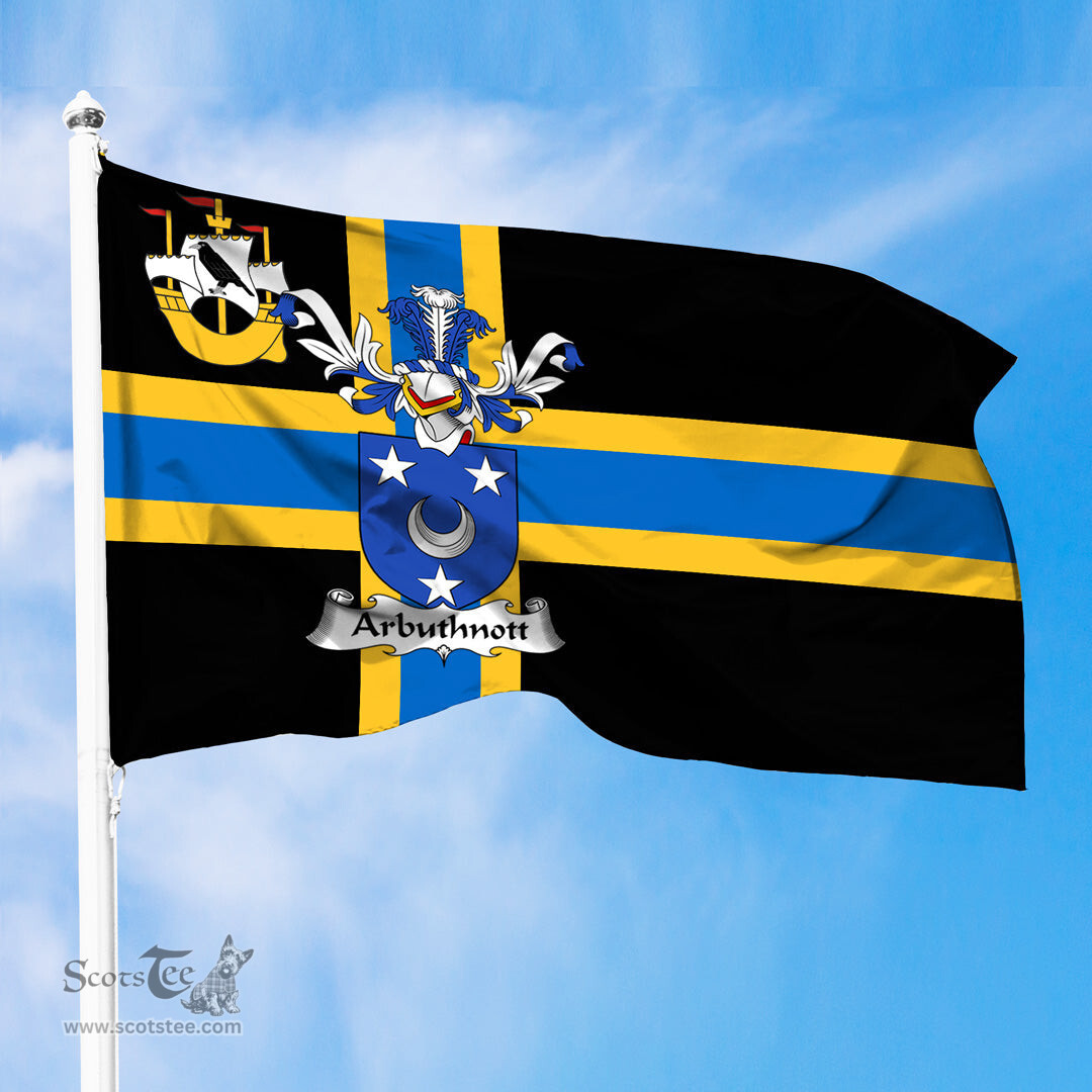 ScotsTee Shop Scottish Arbuthnott Coat of Arms in Flag of Caithness Scotland