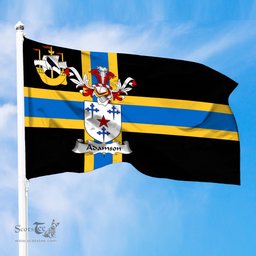 ScotsTee Shop Scottish Adamson Coat of Arms in Flag of Caithness Scotland