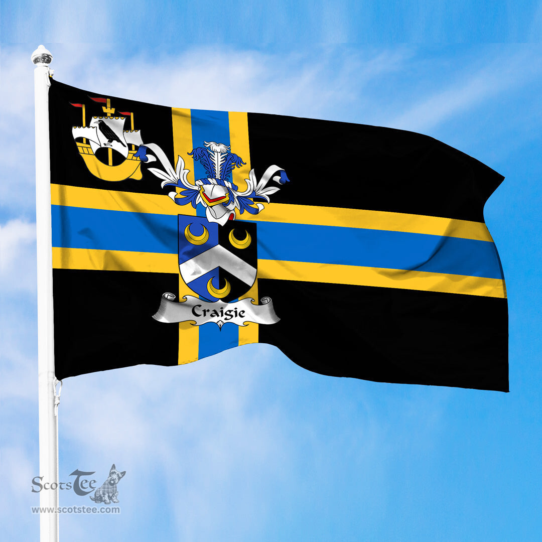 ScotsTee Shop Scottish Craigie or Craig Coat of Arms in Flag of Caithness Scotland
