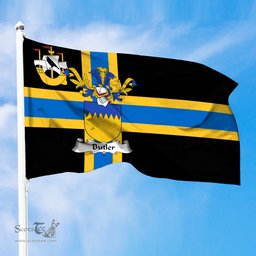 ScotsTee Shop Scottish Butler Coat of Arms in Flag of Caithness Scotland