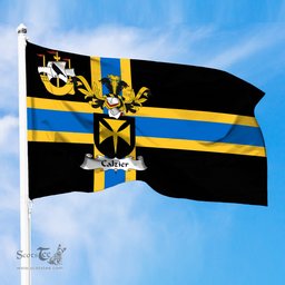 ScotsTee Shop Scottish Calzier Coat of Arms in Flag of Caithness Scotland