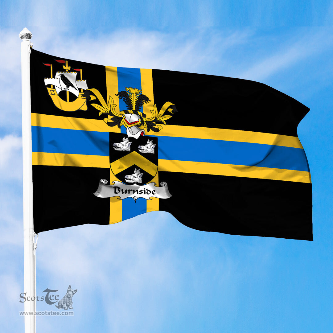 ScotsTee Shop Scottish Burnside Coat of Arms in Flag of Caithness Scotland