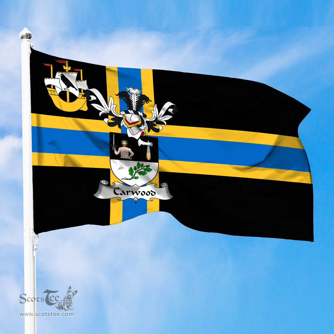 ScotsTee Shop Scottish Carwood Coat of Arms in Flag of Caithness Scotland